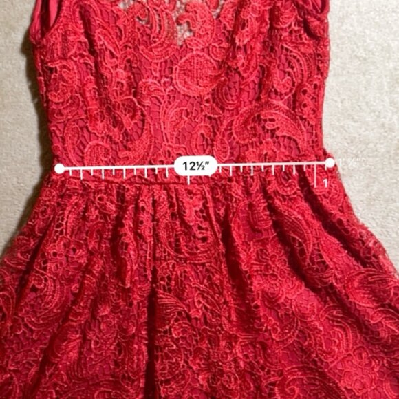 Jun & Ivy Women Small Red Knee Length Floral Lace Crochet‎ Sleeveless Dress - Picture 5 of 9